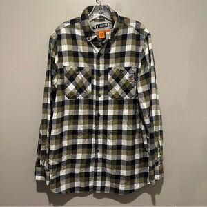 Duluth Trading 40 Grit Flannel Shirt Mens Medium Tall Standard Fit Plaid Outdoor